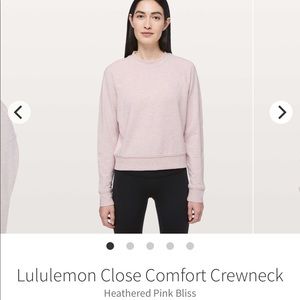 lululemon close comfort crew neck pink sz10